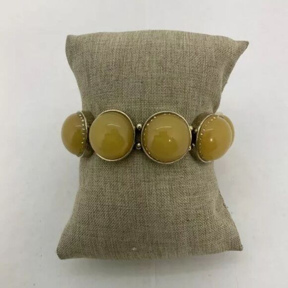 Ann Taylor Vitage Yellow Cabochon Bib Necklace/Bracelet Set 17" - Picture 3 of 4
